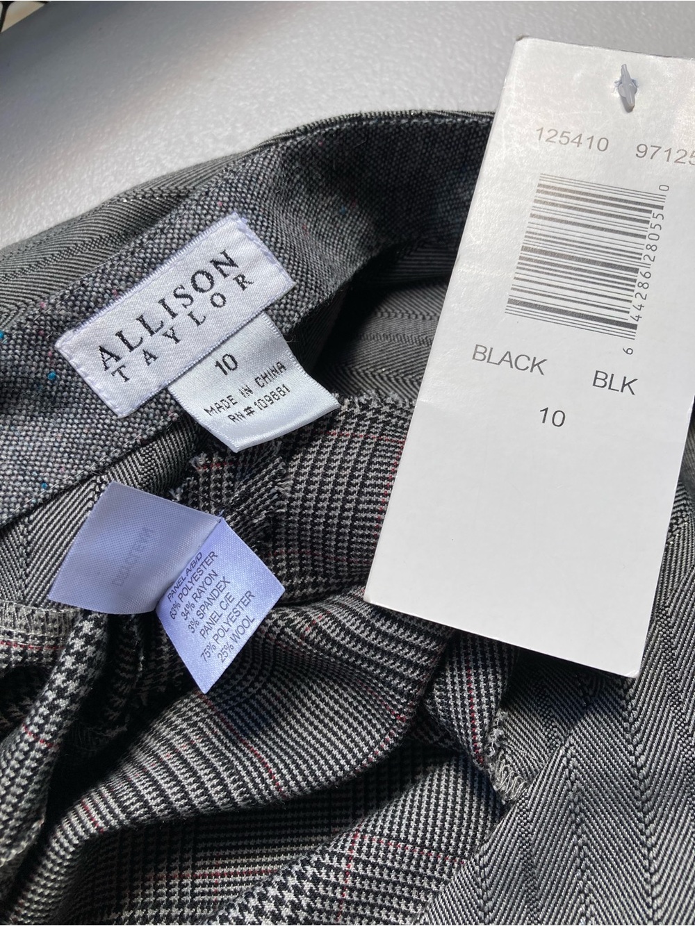 Vintage Allison Taylor Gray Mixed Prints Patchwork Striped Skirt Size 10 NWT - Picture 15 of 17